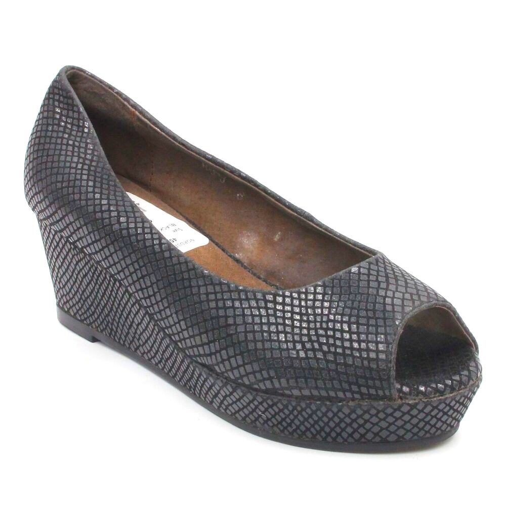 ADA Women Fraya Lea Platform Wedge Heels EU 38 US 8 Black Snake Print Leather